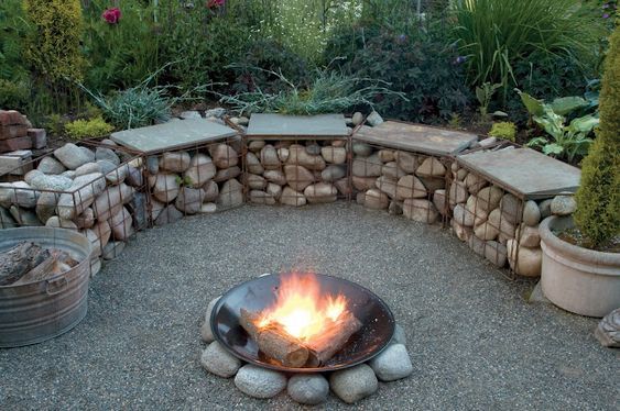 Gabion Baskets Used In Fire Pit Seating