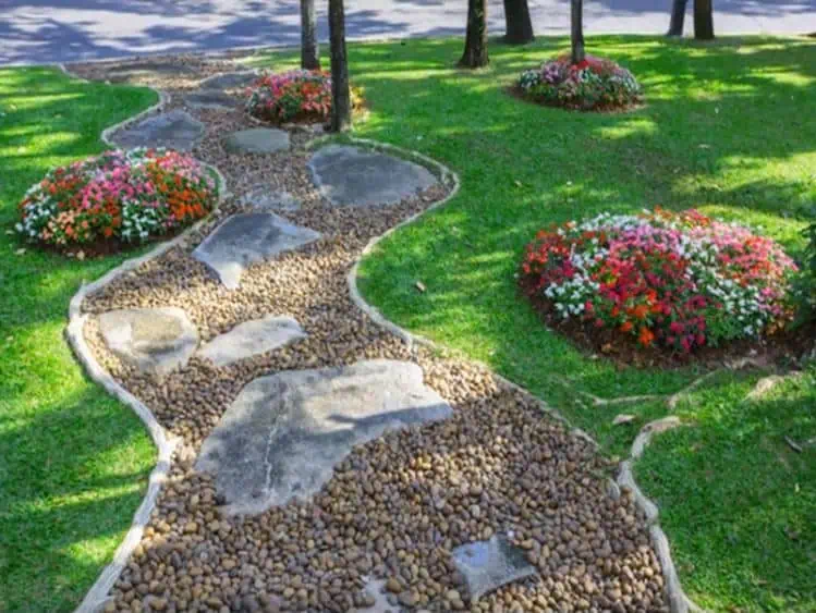 Pebble River In Garden Pebble River In Garden