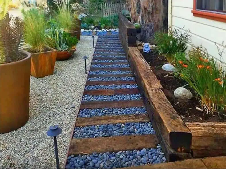 pebbles stone and sleepers pebbles stone and sleepers